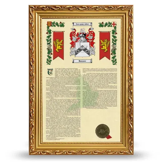 Rounce Armorial History Framed - Gold