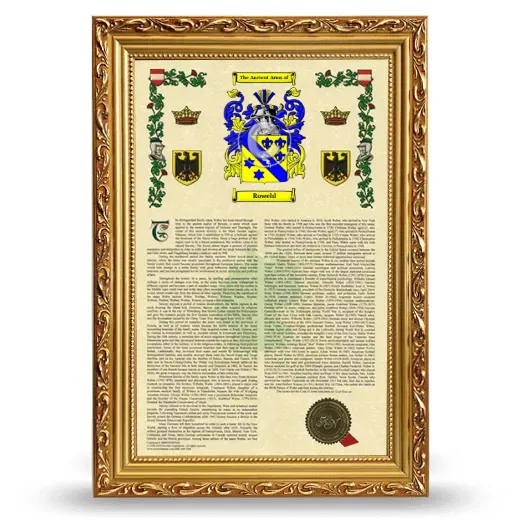Rowehl Armorial History Framed - Gold
