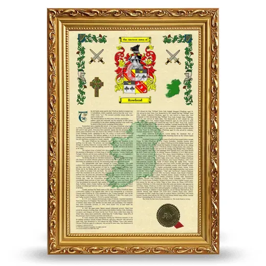 Rowland Armorial History Framed - Gold