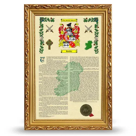 Rowley Armorial History Framed - Gold