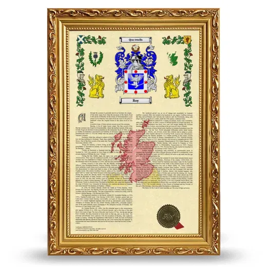 Roy Armorial History Framed - Gold