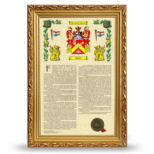 Royen Armorial History Framed - Gold