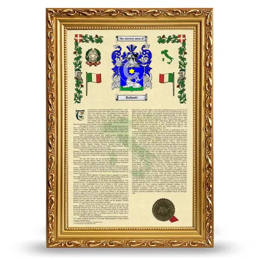 Ruberti Armorial History Framed - Gold