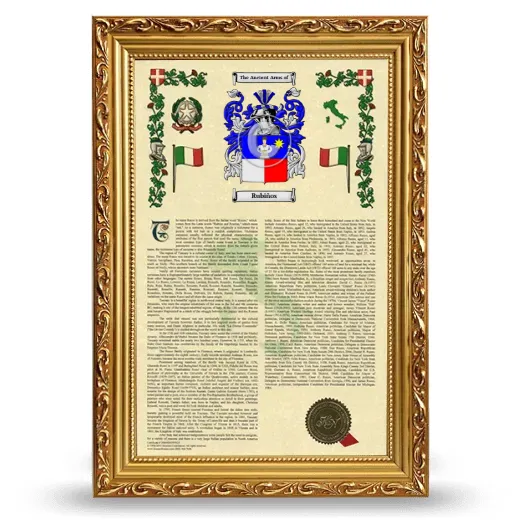 Rubiños Armorial History Framed - Gold