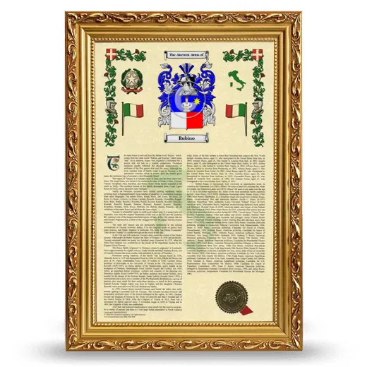 Rubino Armorial History Framed - Gold