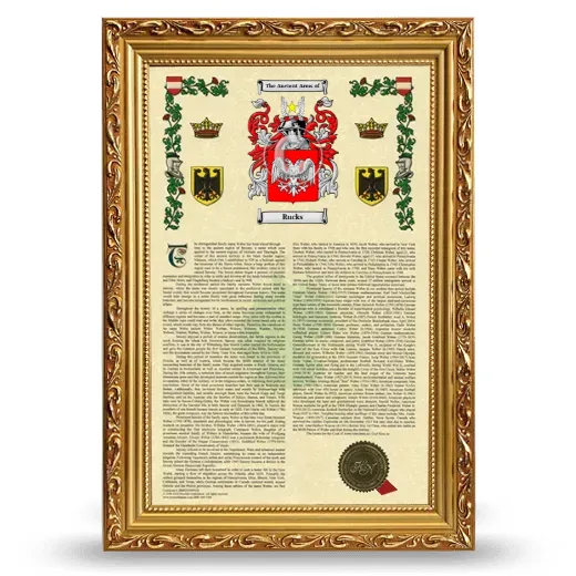 Rucks Armorial History Framed - Gold