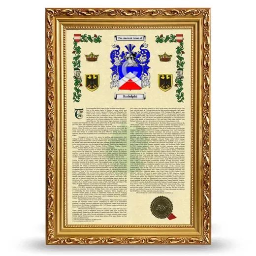 Rudolphi Armorial History Framed - Gold
