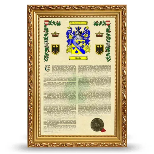 Ruelle Armorial History Framed - Gold