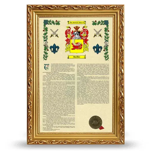 Ruelles Armorial History Framed - Gold