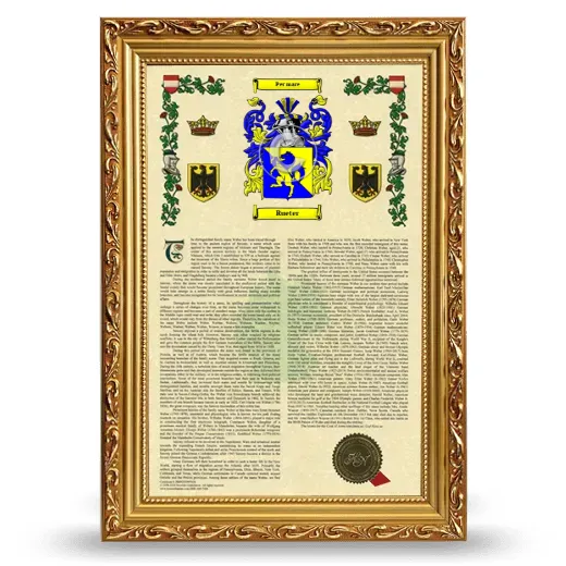 Rueter Armorial History Framed - Gold