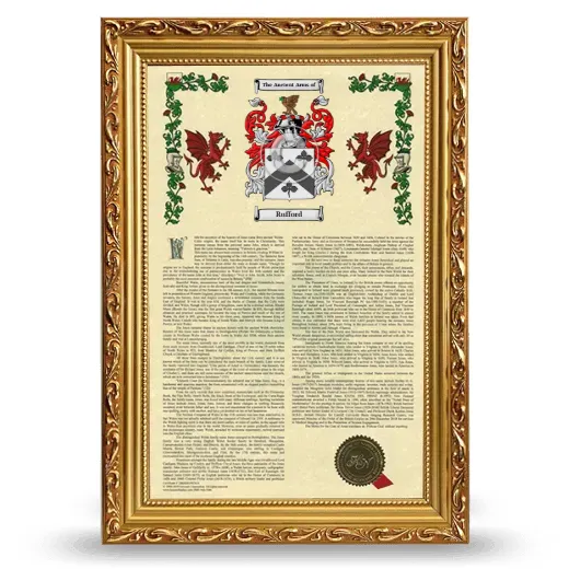 Rufford Armorial History Framed - Gold