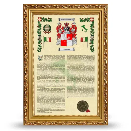 Rugerio Armorial History Framed - Gold