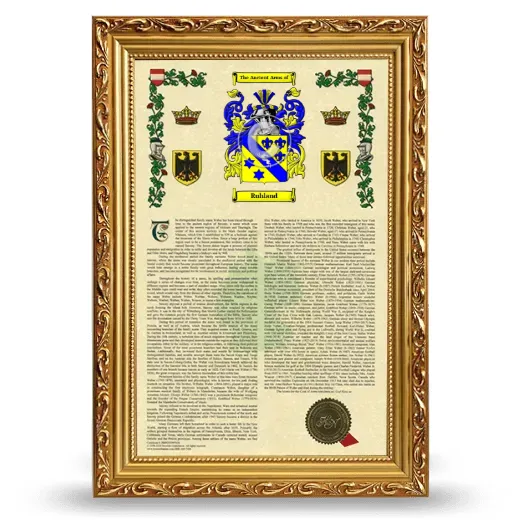 Ruhland Armorial History Framed - Gold