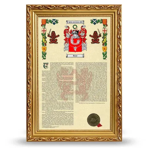 Ruse Armorial History Framed - Gold