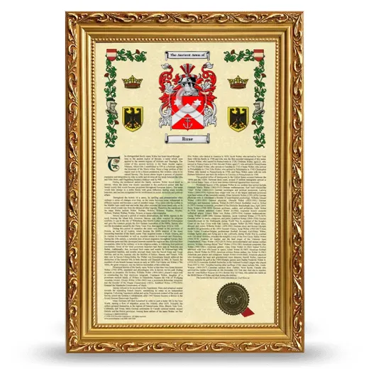 Ruse Armorial History Framed - Gold