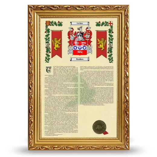 Rushen Armorial History Framed - Gold