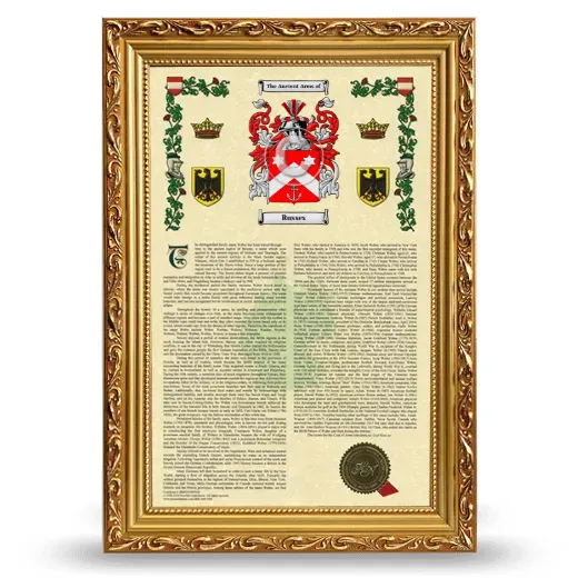 Russes Armorial History Framed - Gold