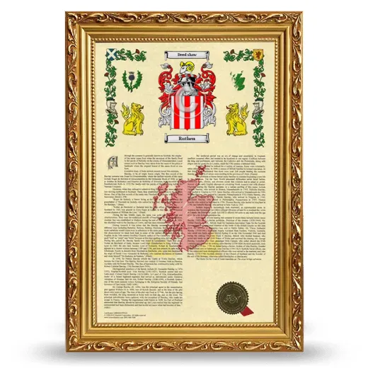 Ruthen Armorial History Framed - Gold