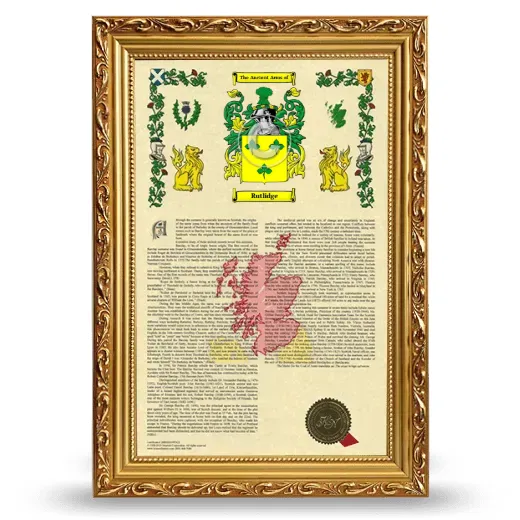 Rutlidge Armorial History Framed - Gold
