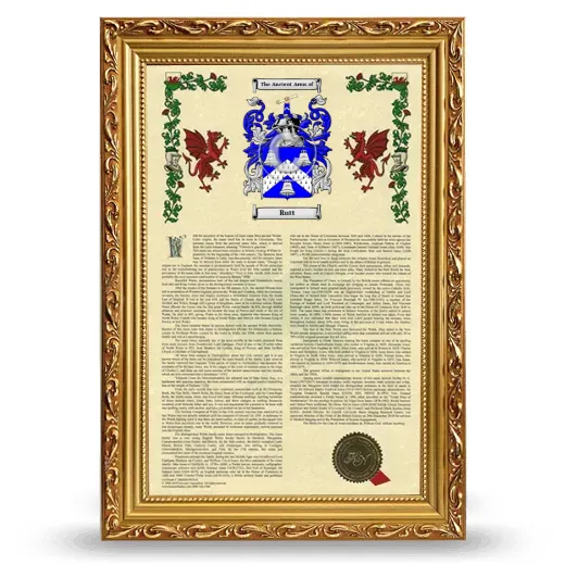 Rutt Armorial History Framed - Gold