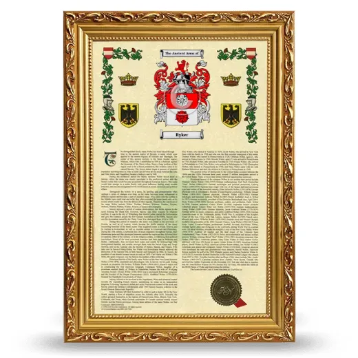 Ryker Armorial History Framed - Gold