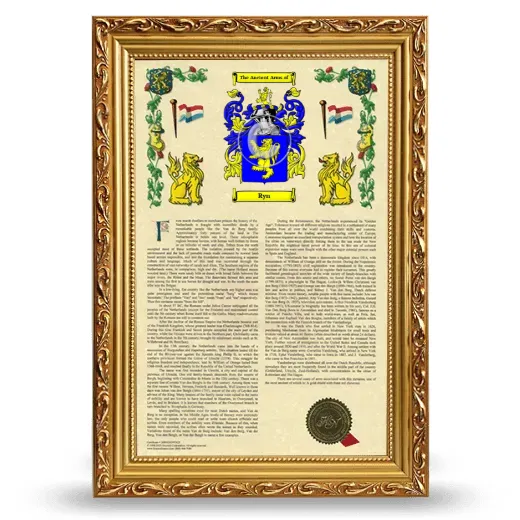 Ryn Armorial History Framed - Gold