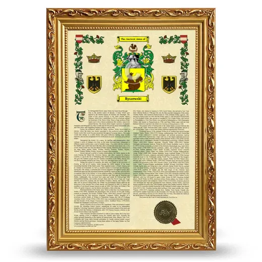 Ryszewski Armorial History Framed - Gold