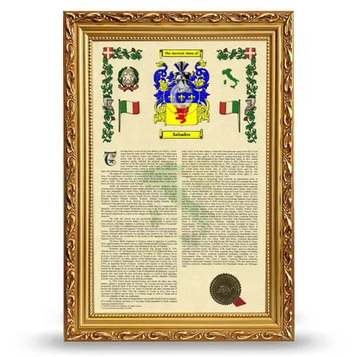 Sabados Armorial History Framed - Gold