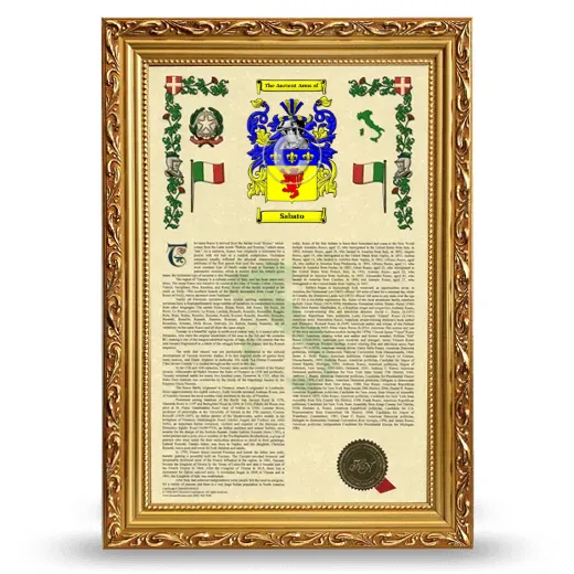 Sabato Armorial History Framed - Gold