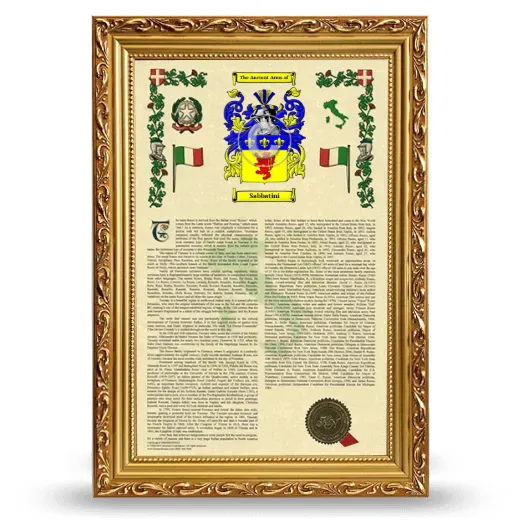 Sabbatini Armorial History Framed - Gold