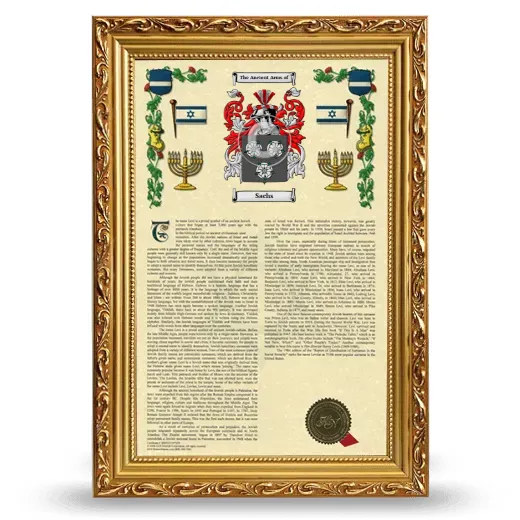 Sachs Armorial History Framed - Gold