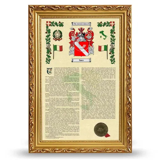 Saco Armorial History Framed - Gold