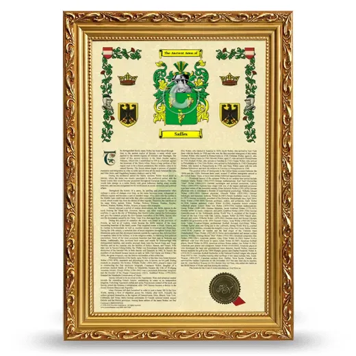 Saffes Armorial History Framed - Gold