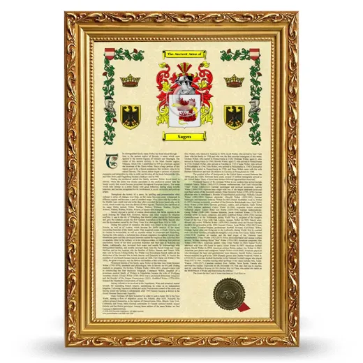 Sagen Armorial History Framed - Gold