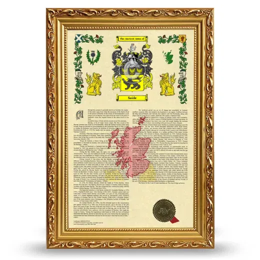 Saide Armorial History Framed - Gold