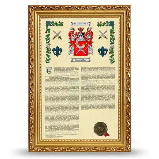 Sainthillier Armorial History Framed - Gold