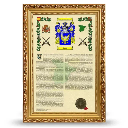Sainz Armorial History Framed - Gold