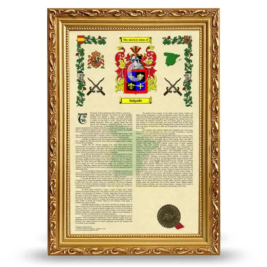 Salgado Armorial History Framed - Gold