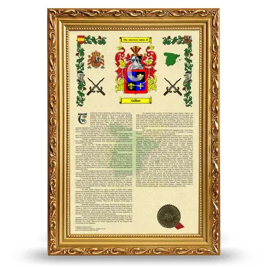 Saline Armorial History Framed - Gold