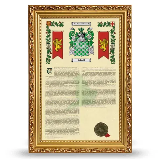 Salkeld Armorial History Framed - Gold