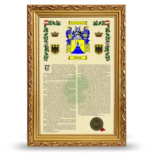 Saltman Armorial History Framed - Gold