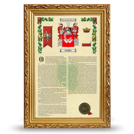 Samblas Armorial History Framed - Gold