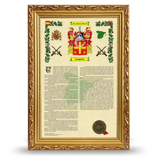 Sampedro Armorial History Framed - Gold