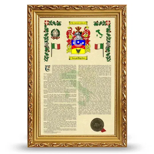 San pellegrino Armorial History Framed - Gold