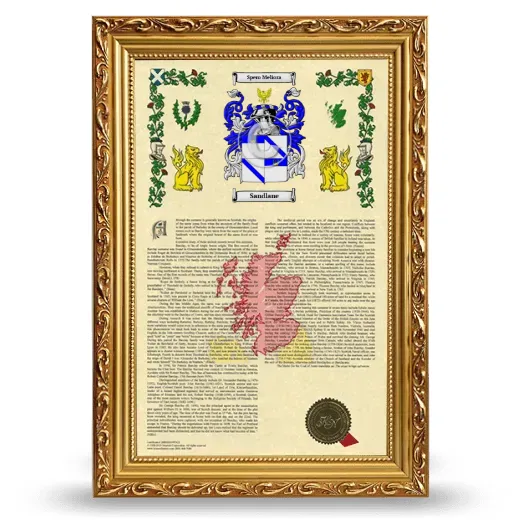 Sandlane Armorial History Framed - Gold