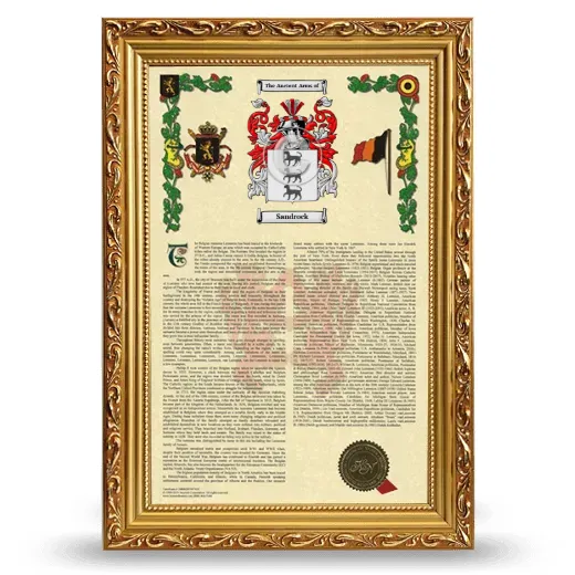 Sandrock Armorial History Framed - Gold