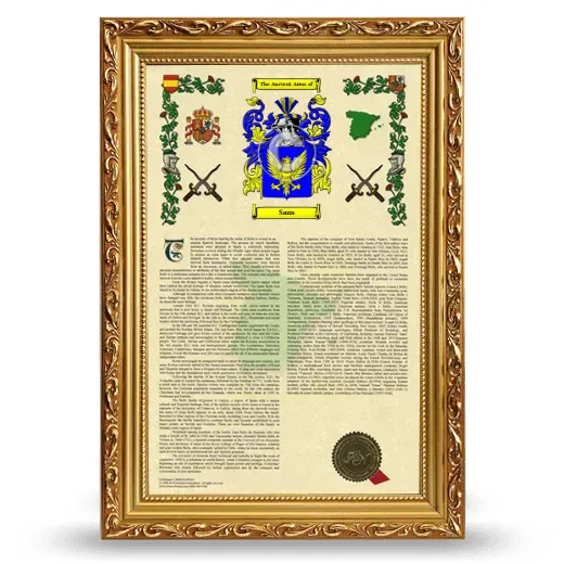 Sans Armorial History Framed - Gold