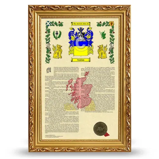 Santan Armorial History Framed - Gold