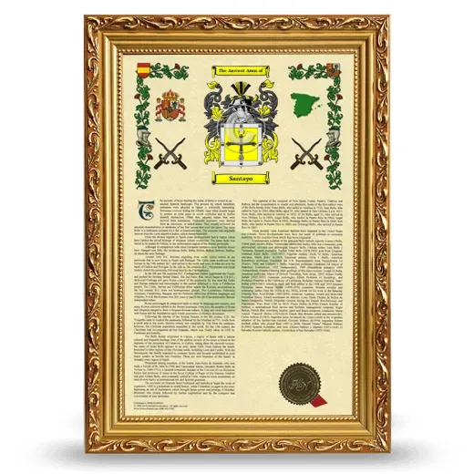 Santayo Armorial History Framed - Gold