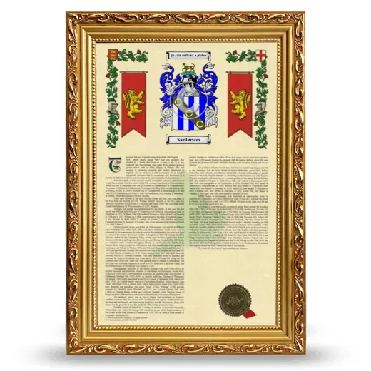 Santerson Armorial History Framed - Gold